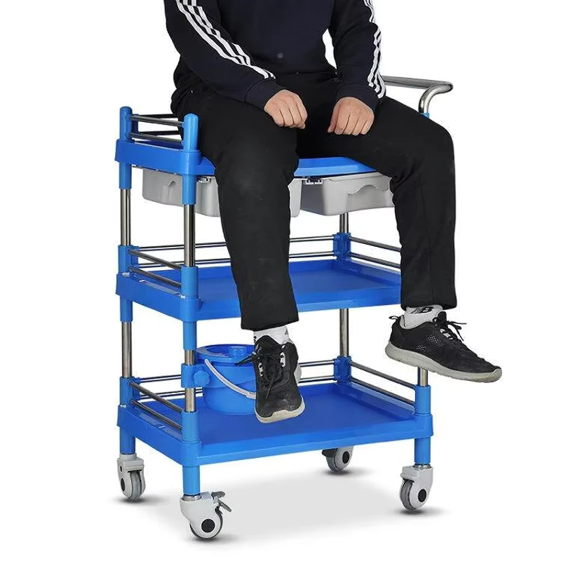 Multifunction ABS Nursing Treatment Trolley Mobile Medical Cart With Wheels Two Layer Storage Hospital Clinic