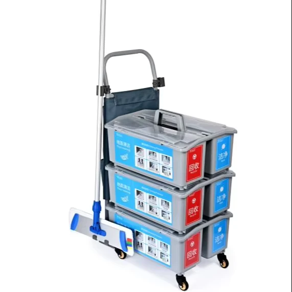 Multifunction Hospital Cleaning Trolley Cart with Mute Wheel Spray Flat Mopping Bucket Trolley