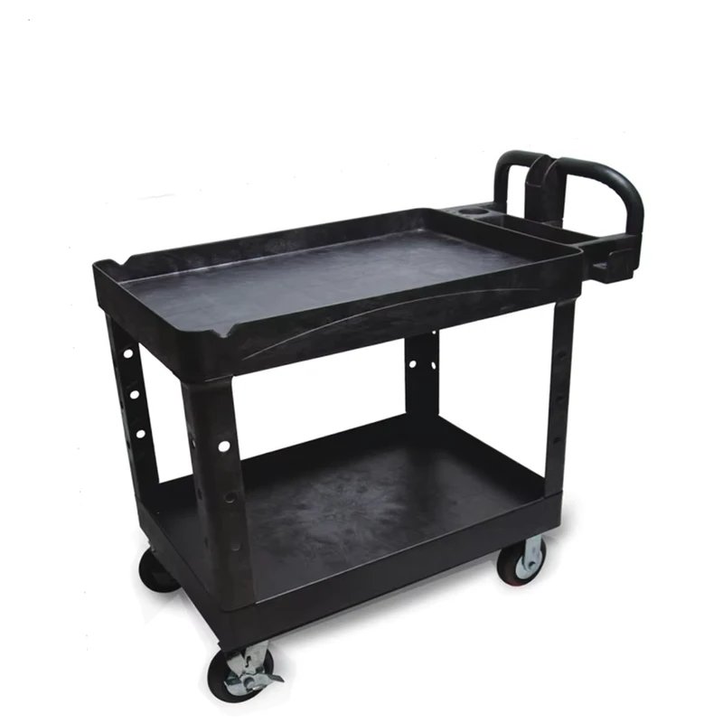 Multifunction Industrial 2 Shelf Heavy Duty Rolling Storage Plastic Service Utility Cart