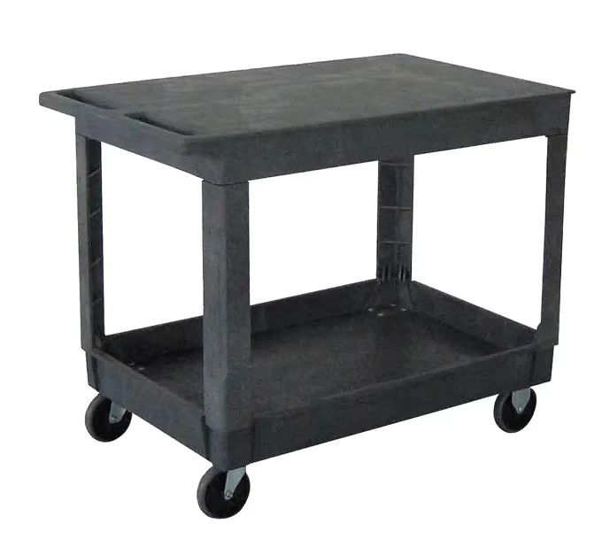 Multifunction Industrial 2 Shelf Library Garage Heavy Duty Rolling Storage Plastic Service Utility Cart