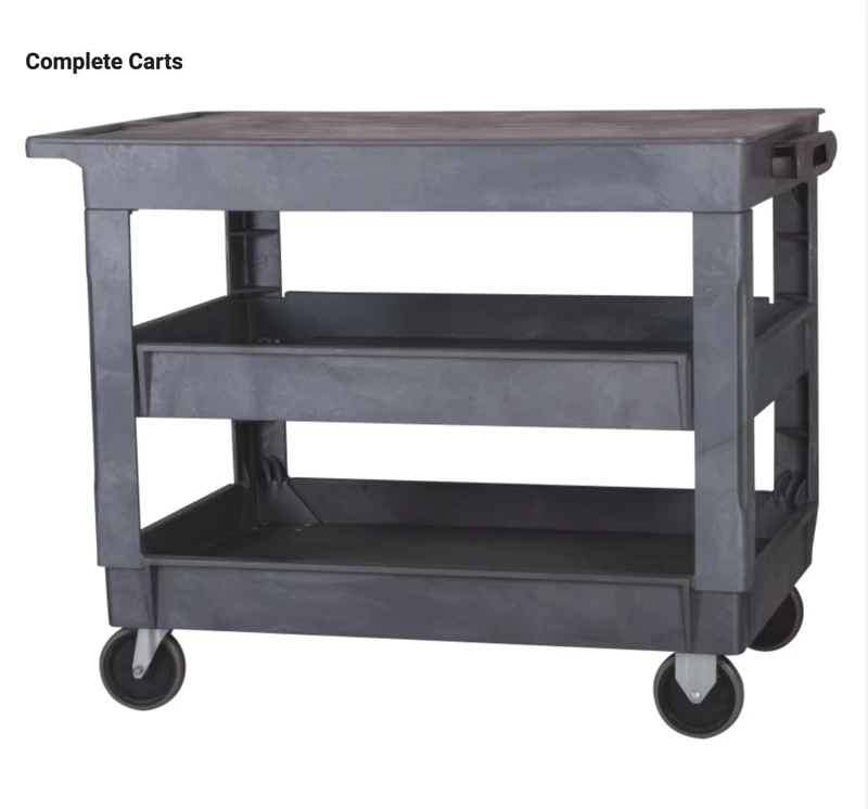 Multifunction Industrial Heavy Duty 4 Wheels 3 Tier Moving Hand Trolley Rolling Storage Plastic Service Utility Cart