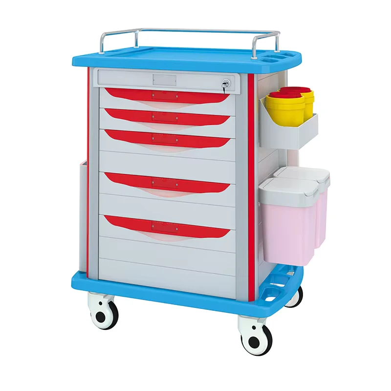 Multifunction Medical Trolley Emergency Trolley Hospital Trolley with Drawers ABS Crash Cart for Ward Equipment