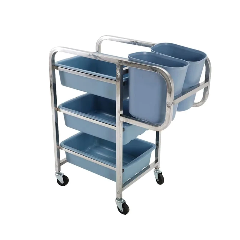 Multifunction Restaurant Service Trolley Stainless Steel Collecting Dining Car Collection Vehicle