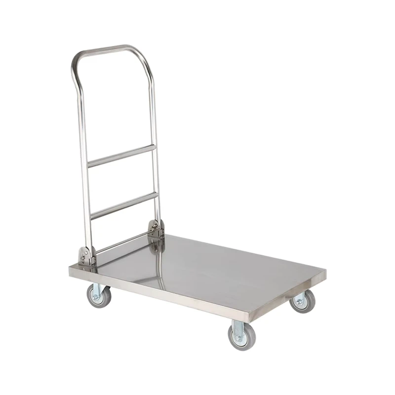 Multifunction Stainless Steel 150kg Heavy Duty Foldable Hand Push Platform Cart Trolley for Industrial Warehouse Utility