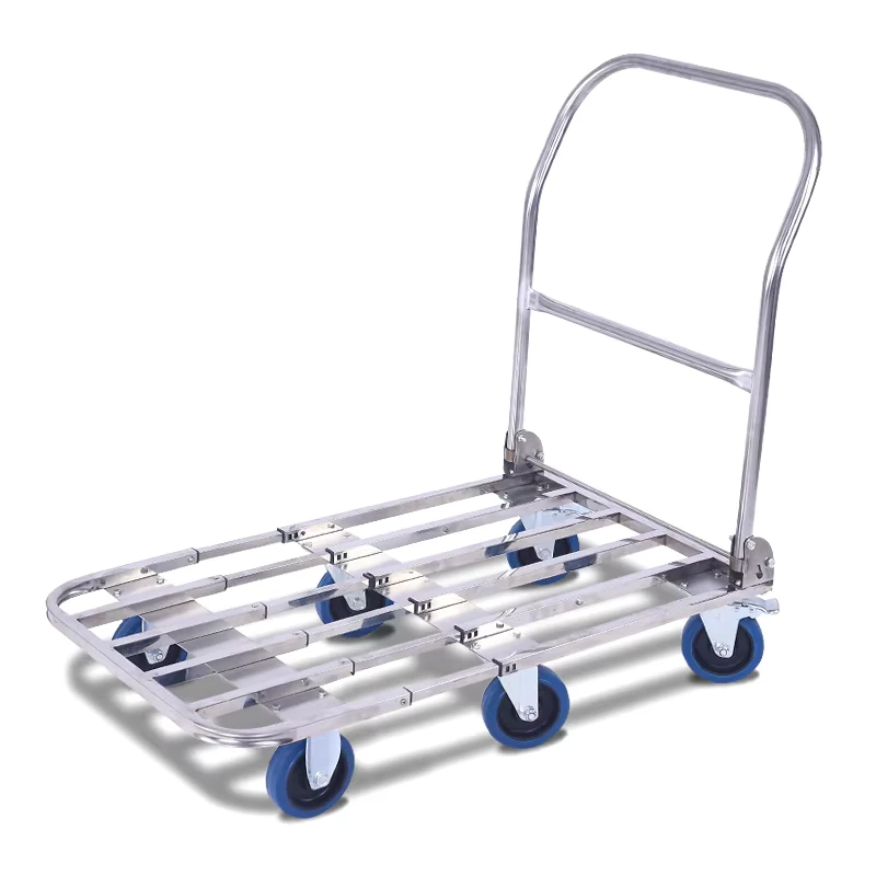 Multifunctional 400kg Flat Hand Trolley Cart Warehouse Hand Truck With 5inch 6 Wheel with Brake for Transport Cargo Luggage