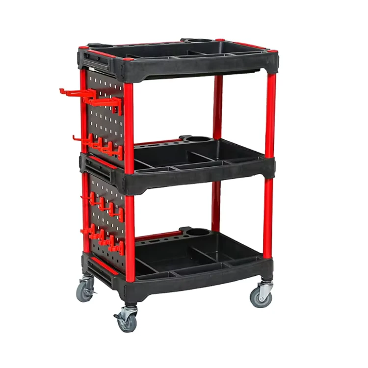 Multifunctional Auto Repair Tool Cart 3 Shelf Tool Cart Car Detailing Trolley Detailing Cart