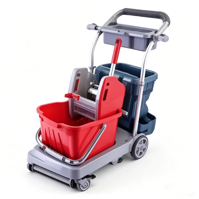 Multifunctional Cleaning Cart Commercial Cleaning Hotel Bar Janitorial Trolley Cleaning Supplies Service Cart