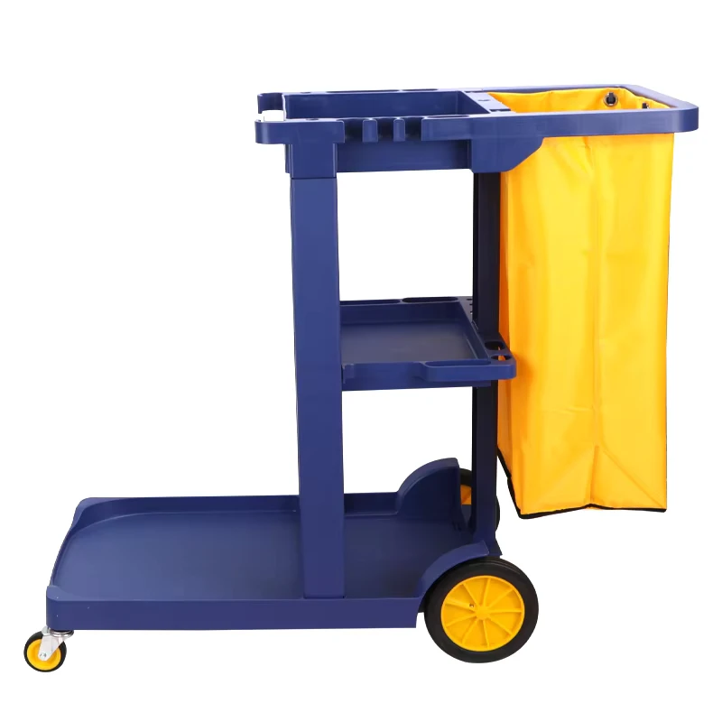Multifunctional Cleaning Trolley Cart Shopping Mall Hotel Plastic Cleaning Hand Push Cart Janitor Cart