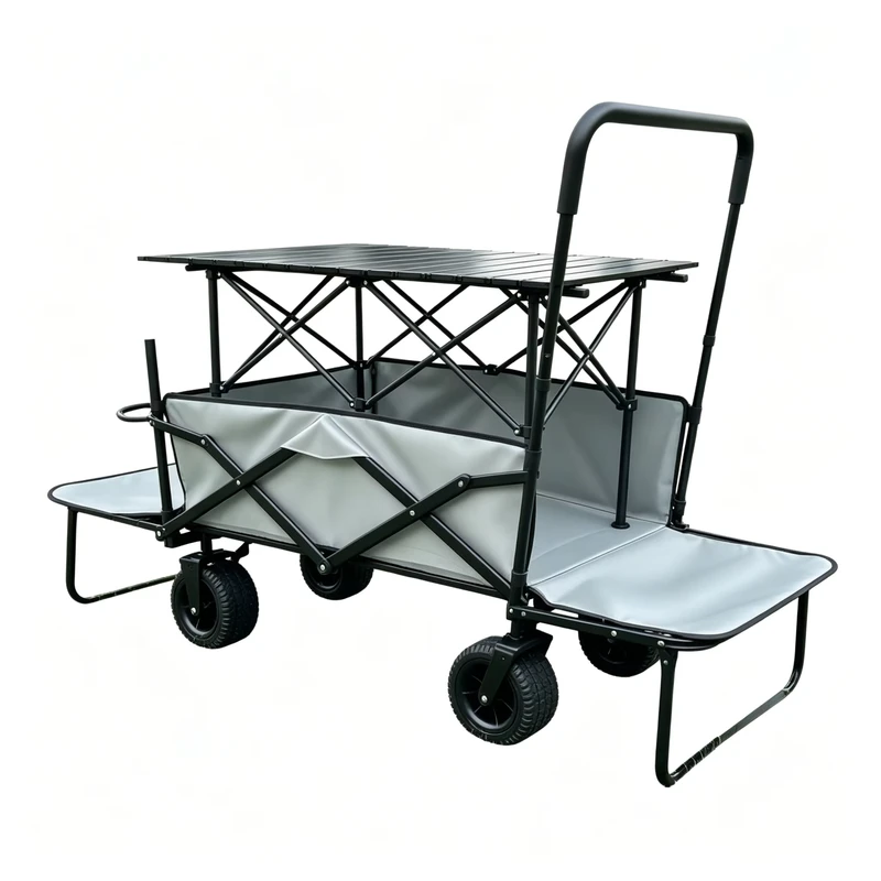 Multifunctional Folding Camping Wagon Cart Folding Wagon with Table Portable Collapsible for Park Leisure Activity