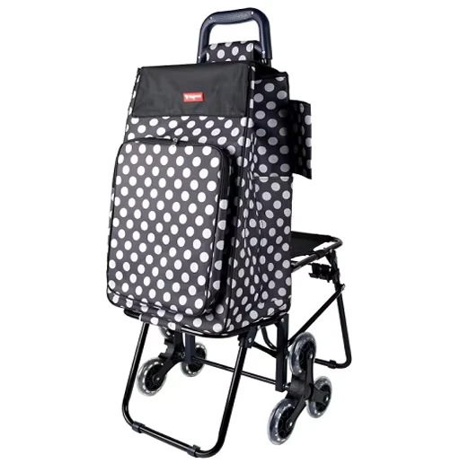 Multifunctional Folding Portable Collapsible Oxford Bag Shopping Luggage Cart Trolley With Seat 3 Climbing Stair Wheel
