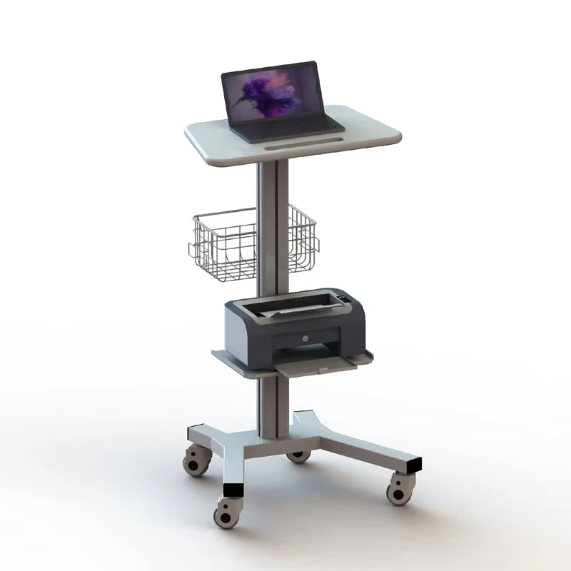 Multifunctional Hospital Trolley Equipment Aluminum Alloy Material Worksurface Integrated Computer Cart