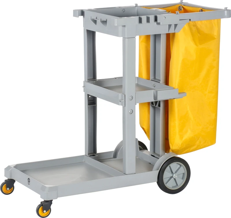 Multifunctional Janitorial Trolley Cleaning Cart with 4 Wheels 150 lb Capacity Gray Blue for Restaurant Use