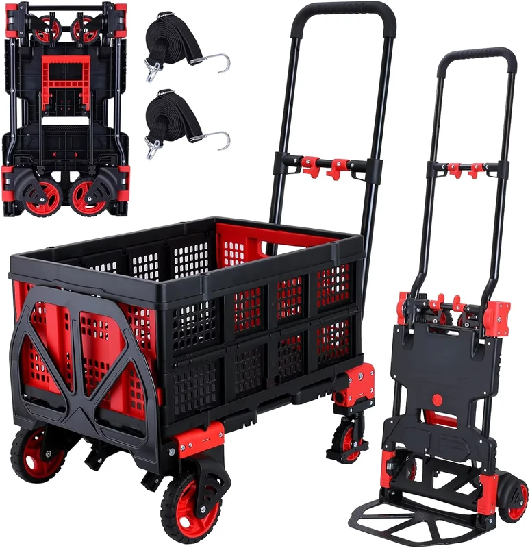 Multifunctional Lightweight Heavy Duty 2 in 1 Folding Hand Truck Folding Collapsible Iron Hand Carts Trolley