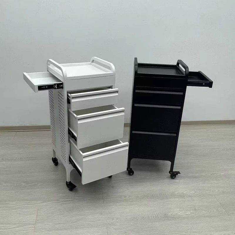 Multifunctional Metal Hair Salon Tool Cabinet Mobile Drawer Storage Trolley for Barber Studio Spa Home Office