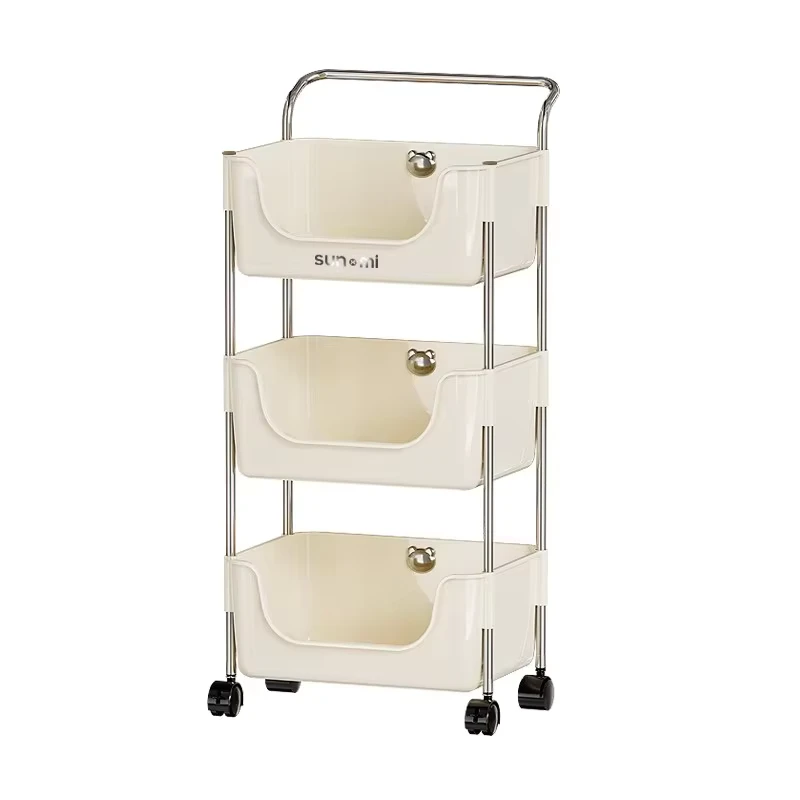 Multifunctional Modern PP Plastic 2 3 Tier Storage Cart Wheels for Living Room Kitchen Eco Friendly Easy Clean Household Use
