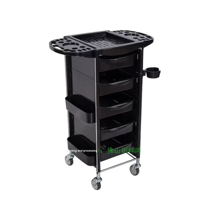 Multifunctional Modern Small Salon Trolley Metal 4-Wheel Silent Iron Wheels Layered Drawer Hair Salon Barber Shop Perm Dyeing