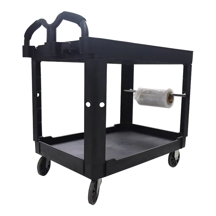 Multifunctional New Design Four Wheel Heavy Duty Rolling Plastic Industrial Use Service Utility Cart with Ergonomic Handle OEM