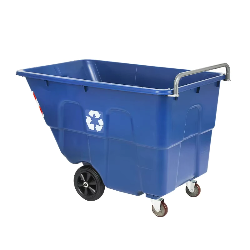 Multifunctional Plastic Four Wheel Roll Container Trolley Cart with OEM Support Utility Laundry Trolley Tilt Truck Cart