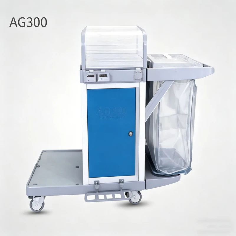Multifunctional Plastic Hotel Room Cleaning Tool Durable Plastic Restaurant Janitor Cart Cleaning Carts Hotel Cleaning Trolley