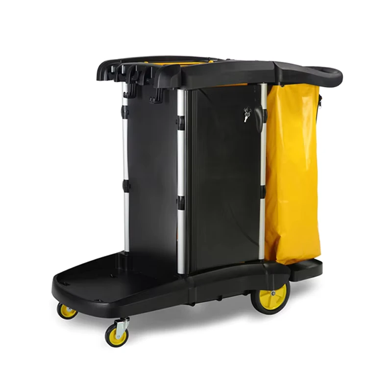 Multifunctional Plastic Janitorial Service Cart for Hotel Room Cleaning for Various Cleaning Tasks