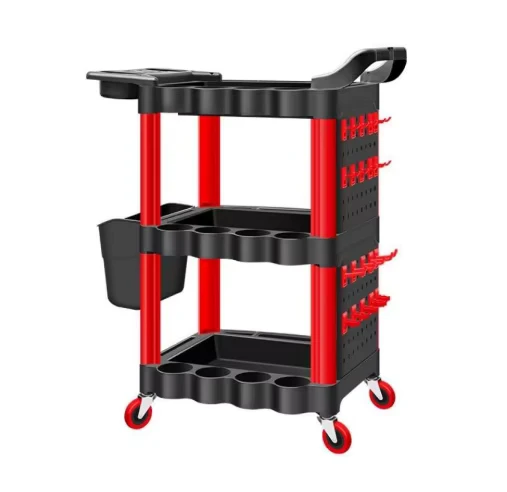 Multifunctional Plastic Swivel Wheel Rolling Carts for Automotive Cleaning Tools