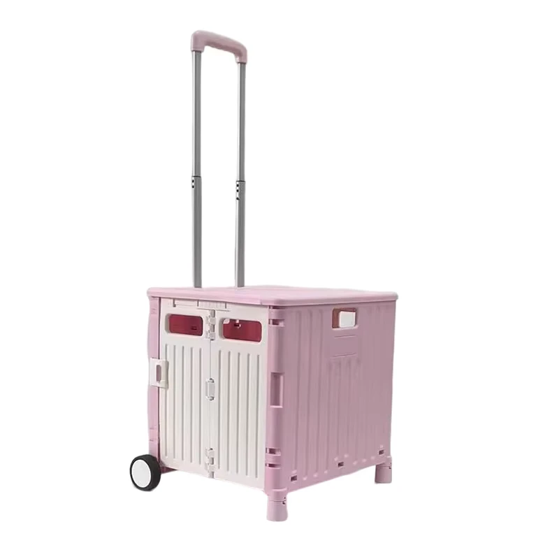 Multifunctional Trolley Collapsible Supermarket Cart Portable Folding Shopping Cart Luggage Trolley With Large Wheels