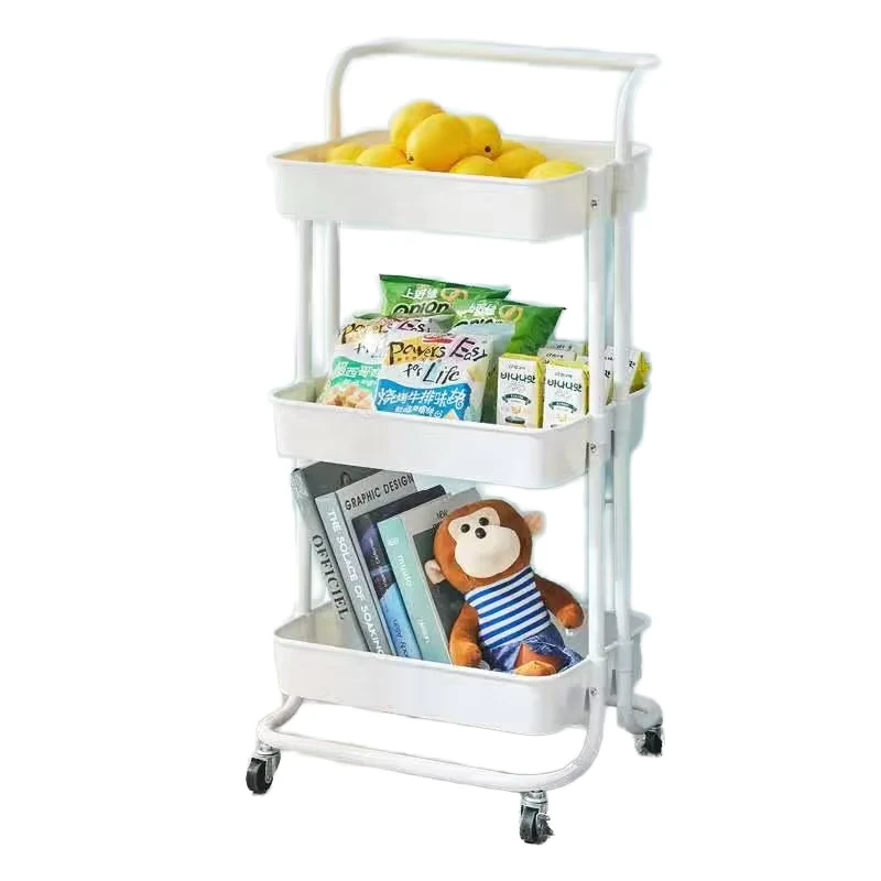 Multilayer Metal Hand Cart with Wheels for Kitchen & Bathroom Storage Eco Friendly Home Use