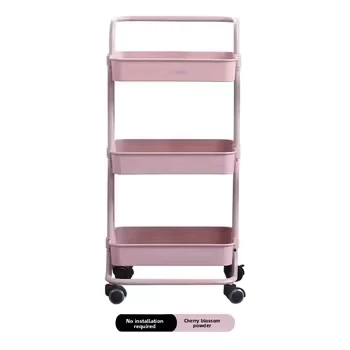 Multipurpose 3 Tier Utility Rolling Cart Large Storage Carbon Steel Wheels Home Kitchen Living Room Modern Easy Assembly Serving