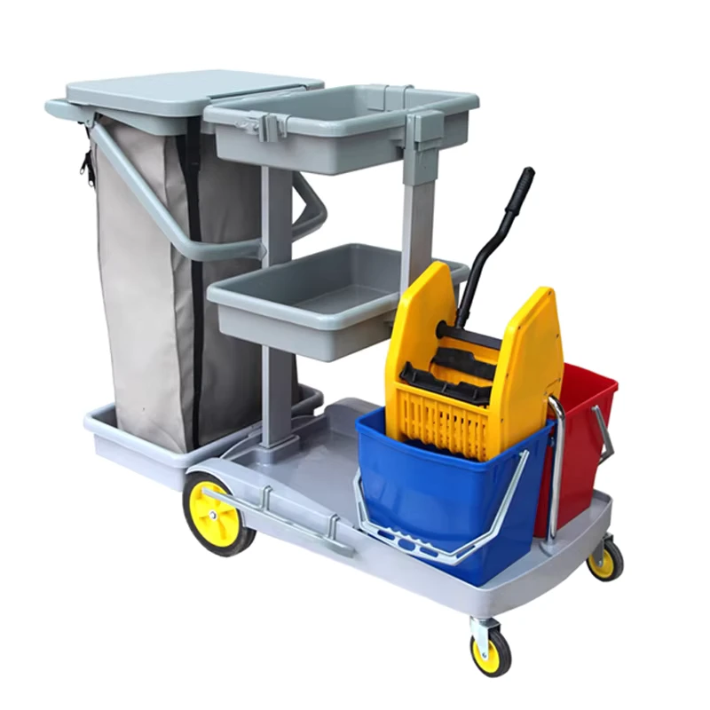 Multipurpose Cleaning Trolley Cart with Wringer Restaurant Janitorial Cart Service Cleaning Cart