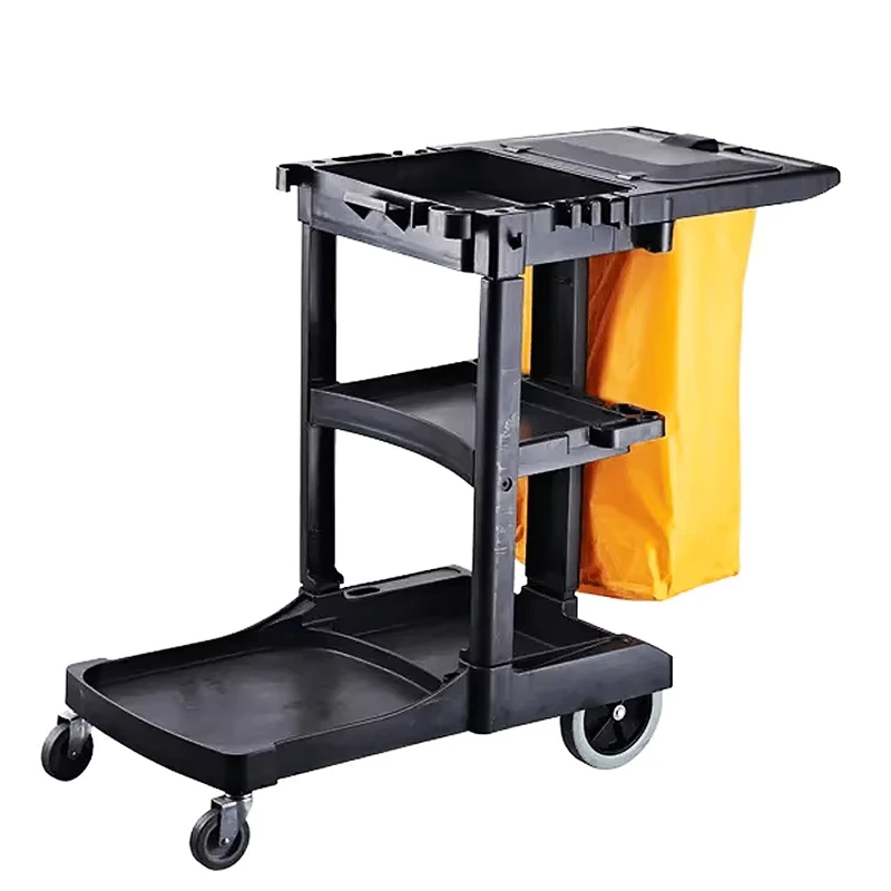 Multipurpose Commercial PP Plastic Cleaning Cart Plastic Janitor Trolley for Hotel Hospital and Housekeeping Services