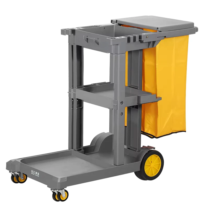 Multipurpose Outdoor Hotel Folding Cleaning Service Cart Housekeeping Trolley Janitorial Supplies
