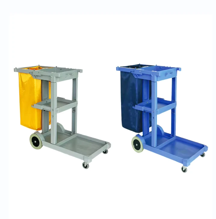 Multipurpose Plastic Trolley Cart for Restaurant Hotel Cleaning Cover Service Tool Cart for Cleaning Equipment