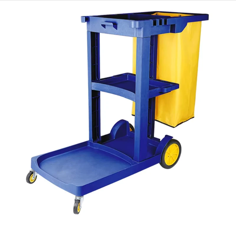Multipurpose Restaurant Hotel Cleaning Cart Folding Gray Cleaning Cart with Cover