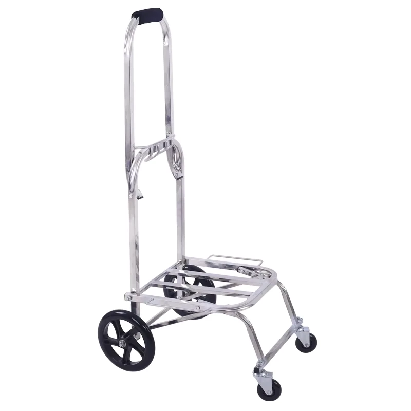 Multipurpose Trolley Stair Climb 4 Wheel 43*36*106cm Hand Trolley Cart Stainless Steel Push and Pull Flat Hand Truck Handcart