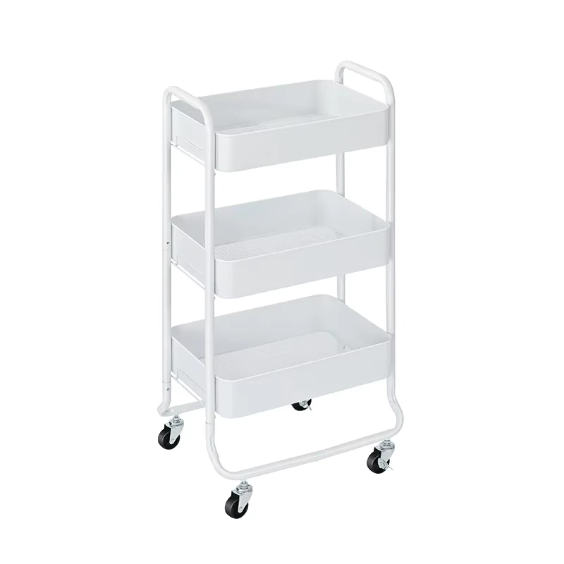 Multiscene Professional 3 Tier Utility Rack No Screw Storage Cart Organizer Storage Trolley for Bedroom Kitchen Living Room