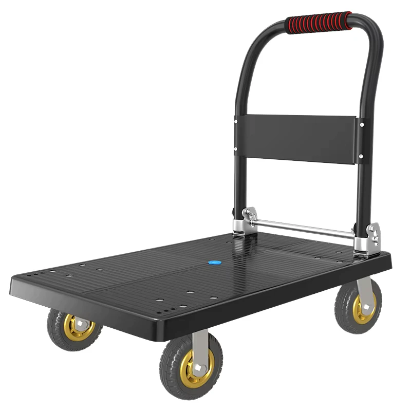 Mute Four Wheel Plastic Foldable Hand Truck Cart with Platform Trolley 400kg Load Capacity 1 Year Warranty