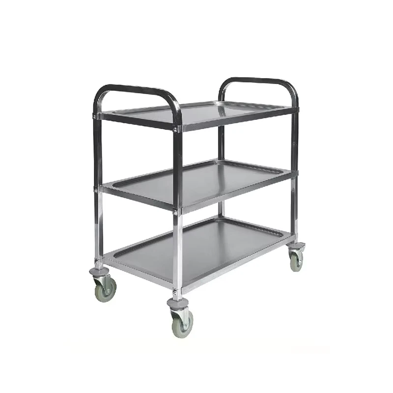 Muti-function Foldable Kitchen Trolley Service Push Cart Knock-Down Stainless Steel Cart
