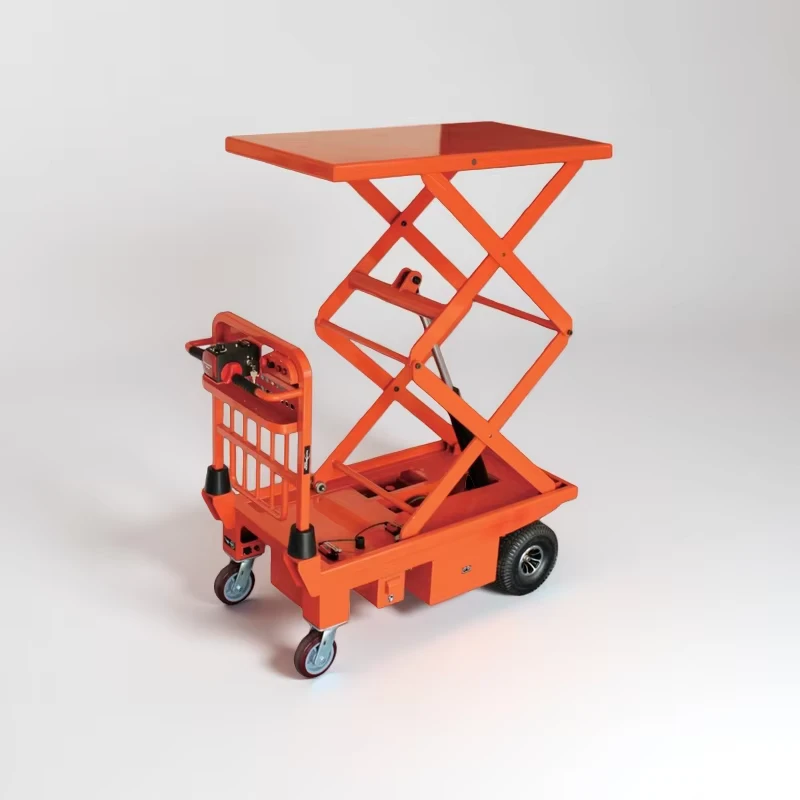 NK-110 Electric Trolley Hand Cart Scissor Lift Four Wheeled Battery Operated Platform Cart 400kg Load Capacity Lifting