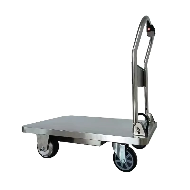 NK-202 Stainless Steel Electric Trolley Foldable Design 300kg Load Capacity Wheel Barrow for Factory Warehouse Cargo