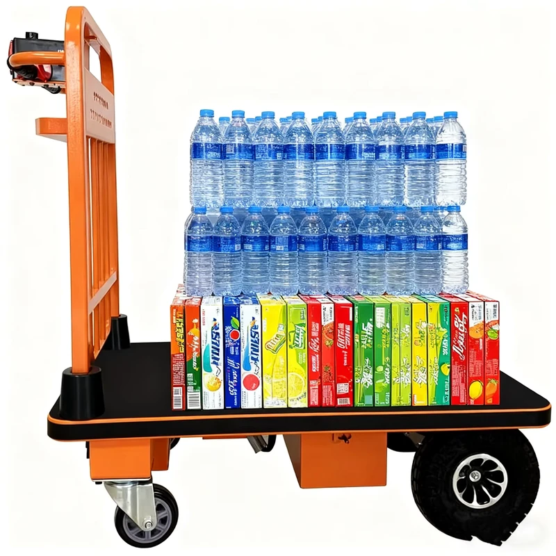 NK106 Warehouse Electric Hand Cart Heavy Electric Platform Truck Electric Four Wheel Trolley for Moving