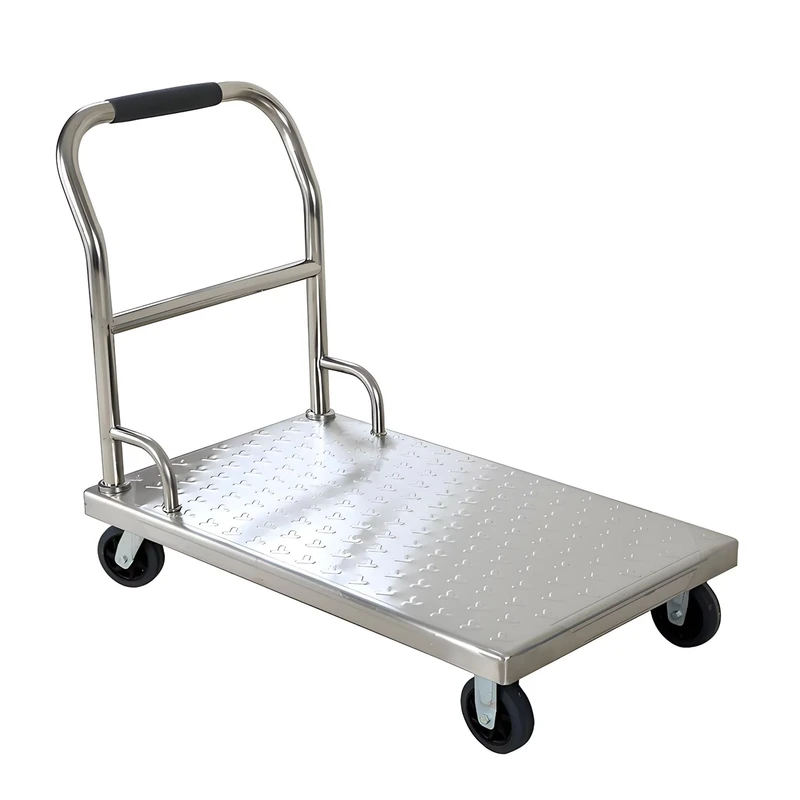 NSF Food Grade Stainless Steel Platform Trolley Heavy Duty Kitchen Hand Truck Rustproof Push Cart for Restaurant and Hotel