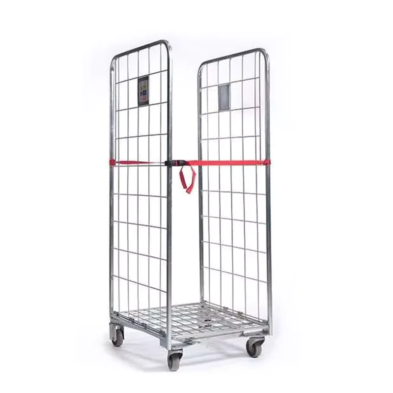 Nestable 2 Sided Frame Steel Roll Cage Storage Trolley with Corrosion Protection 500kg Capacity for Warehouse Use
