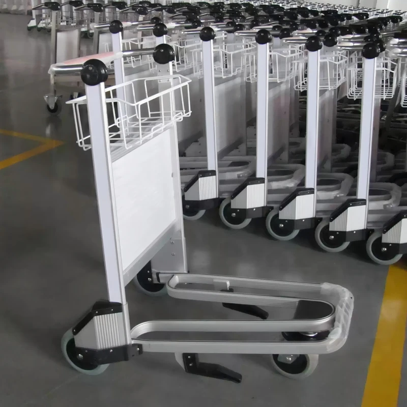 Nestable Airport Luggage Trolley Space Saving Design High Strength Aluminum for Large Terminal Storage Efficiency