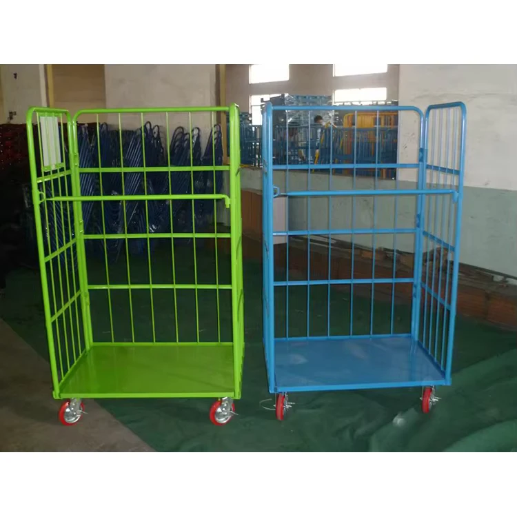 Nestable Foldable Storage Roll Cage Roll Cart Trolley with Wheels
