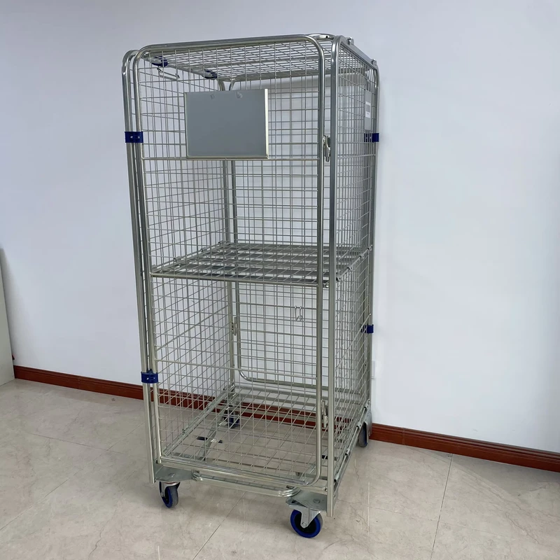 Nestable Four-Sided Base Rollcage Lid Steel Tube Construction Durable Design 500kg Capacity 4 Nylon Castors