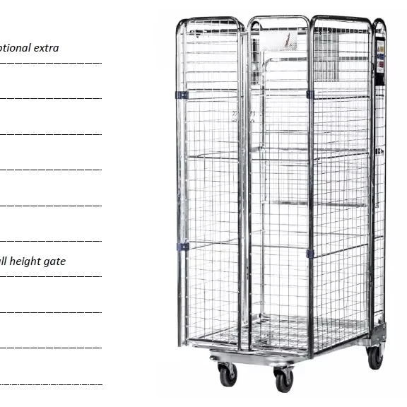 Nestable Logistics Wire Rolling Cage Trolley