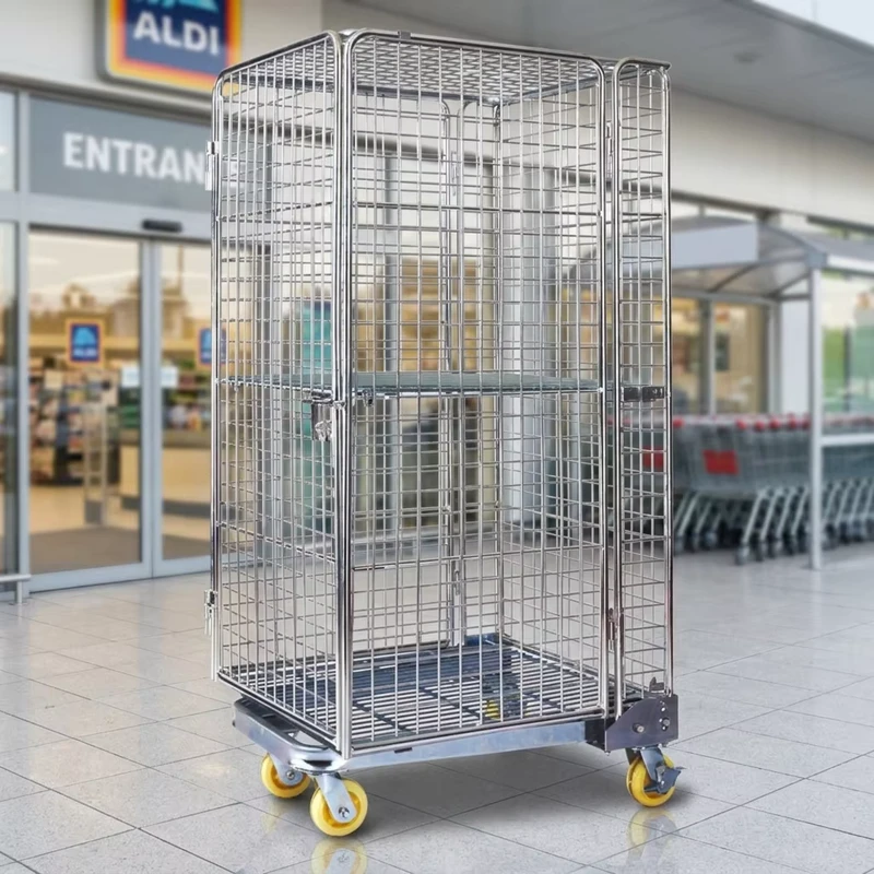 Nestable Mesh Foldable Waterproof Roll Container for Logistics Transportation Durable Warehouse Shopping Trolleys Carts