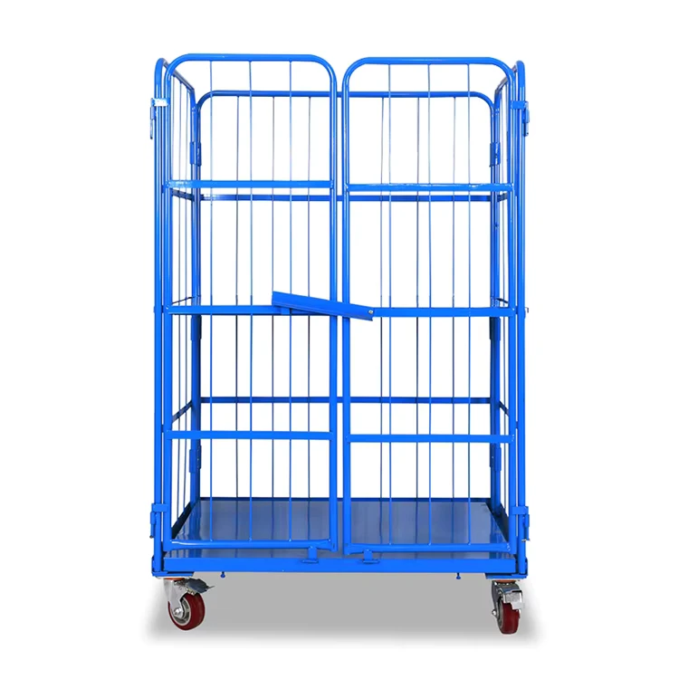 Nesting Space Saving Logistics Dismountable Cargo Storage Mild Steel Roll Cage Trolley 350kg Load Capacity