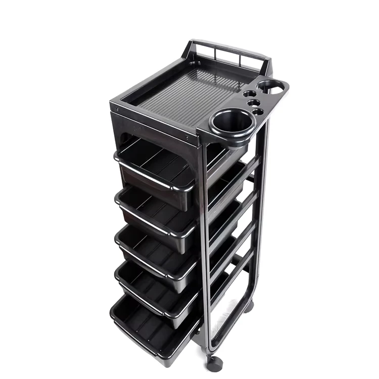 New Barber Salon Cart Black Rolling Trolley Cart Beauty Salon Hairdressing Salon Trolleys