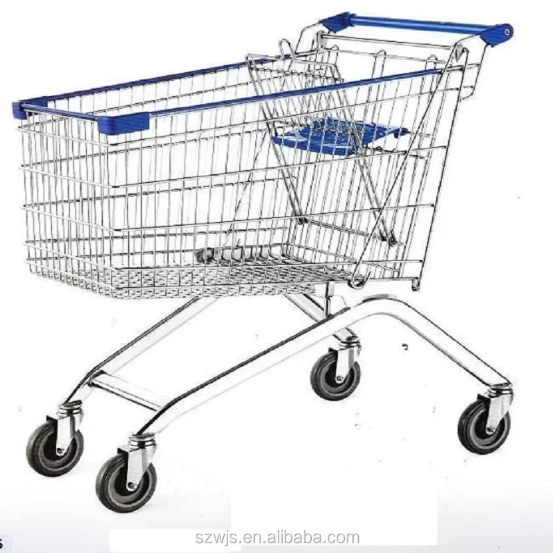 New Design 60 240L Capacity Durable Chrome Plated Shopping Trolley for Supermarkets with Easy Cleaning